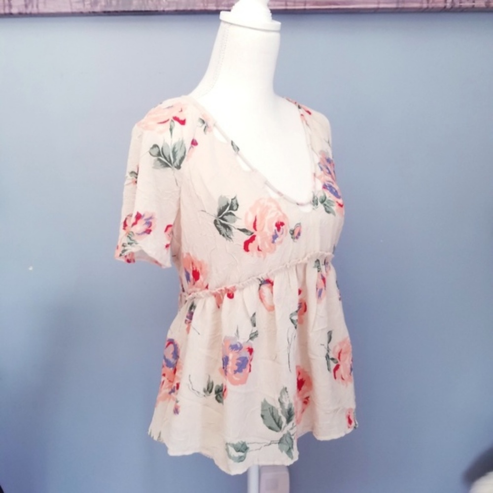 NWT Lucky Brand Floral Flutter Top - Picture 6 of 8